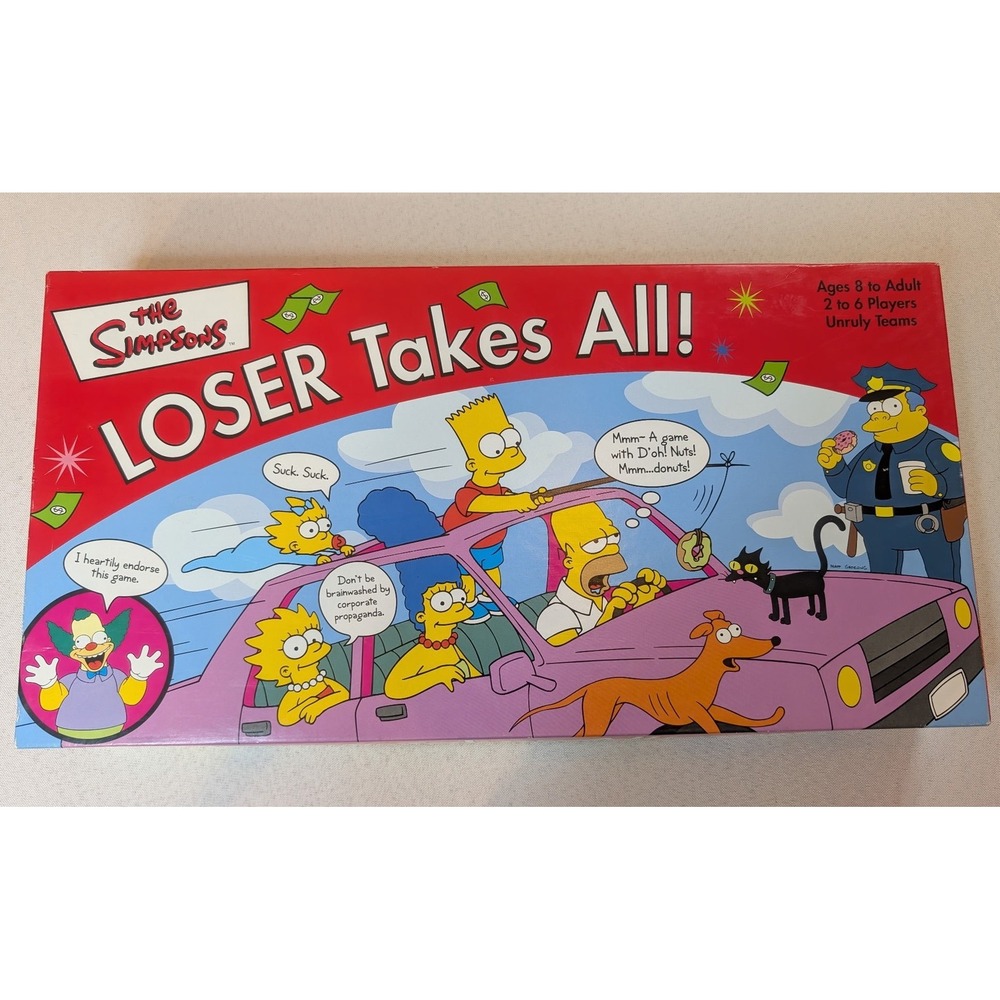 The Simpsons Loser Takes All! Board Game RoseArt 2001 Party Game Complete 31368